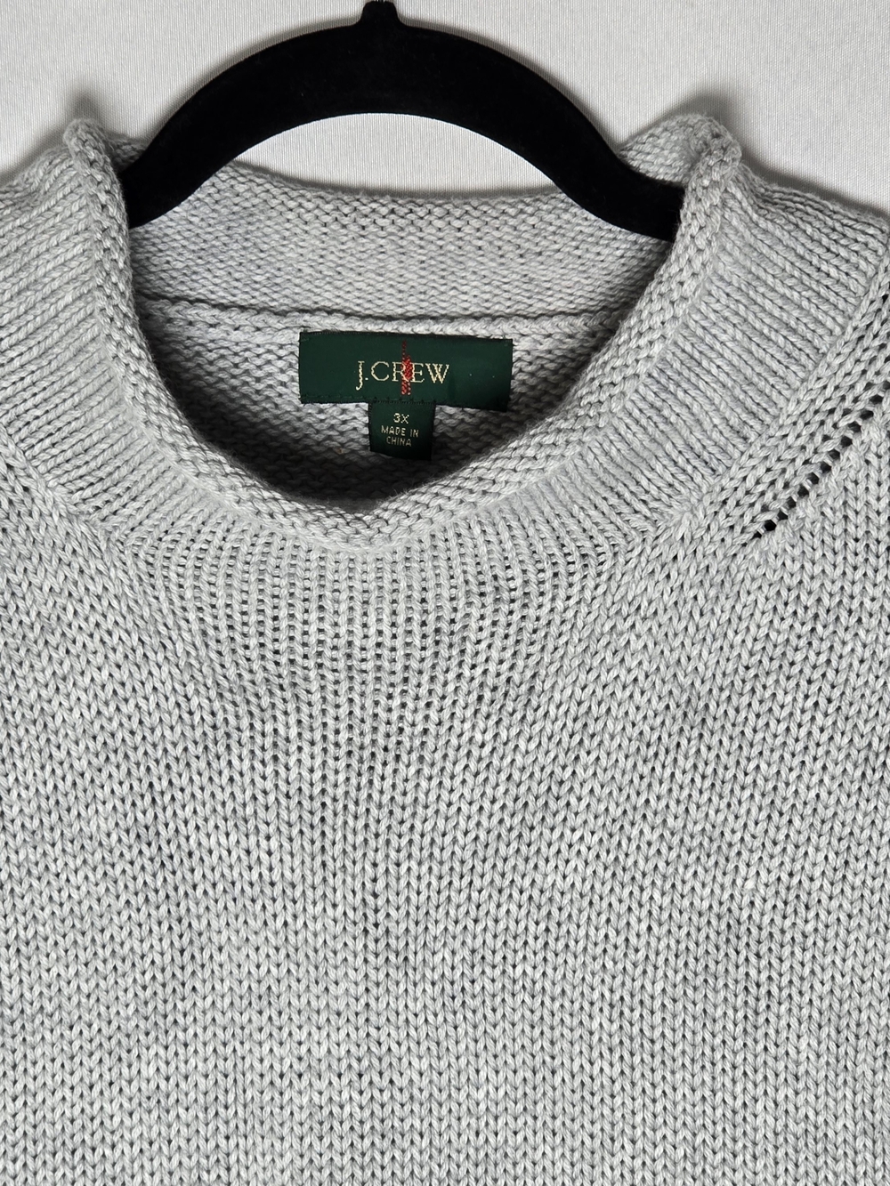 J. Crew Gray 100% Cotton Crewneck Roll Neck Relaxed Fit Sweater Winter Fall, 3X - Picture 2 of 6